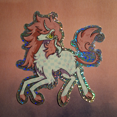 Checkered Unicorn Sticker