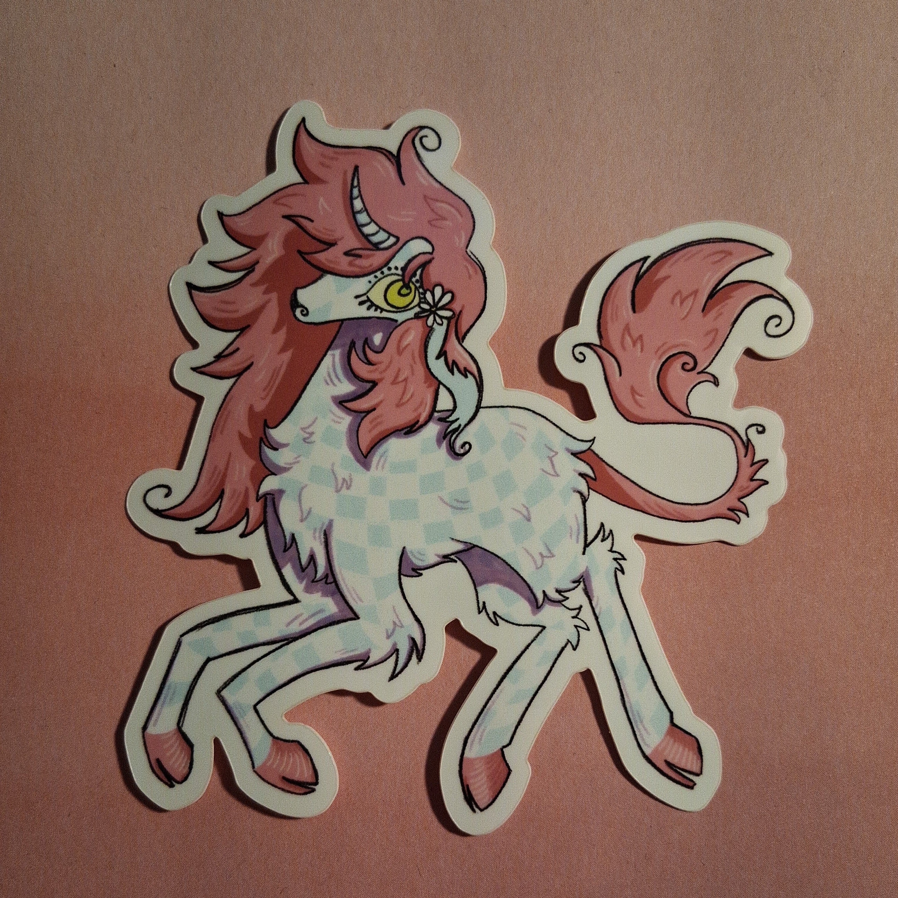 Checkered Unicorn Sticker