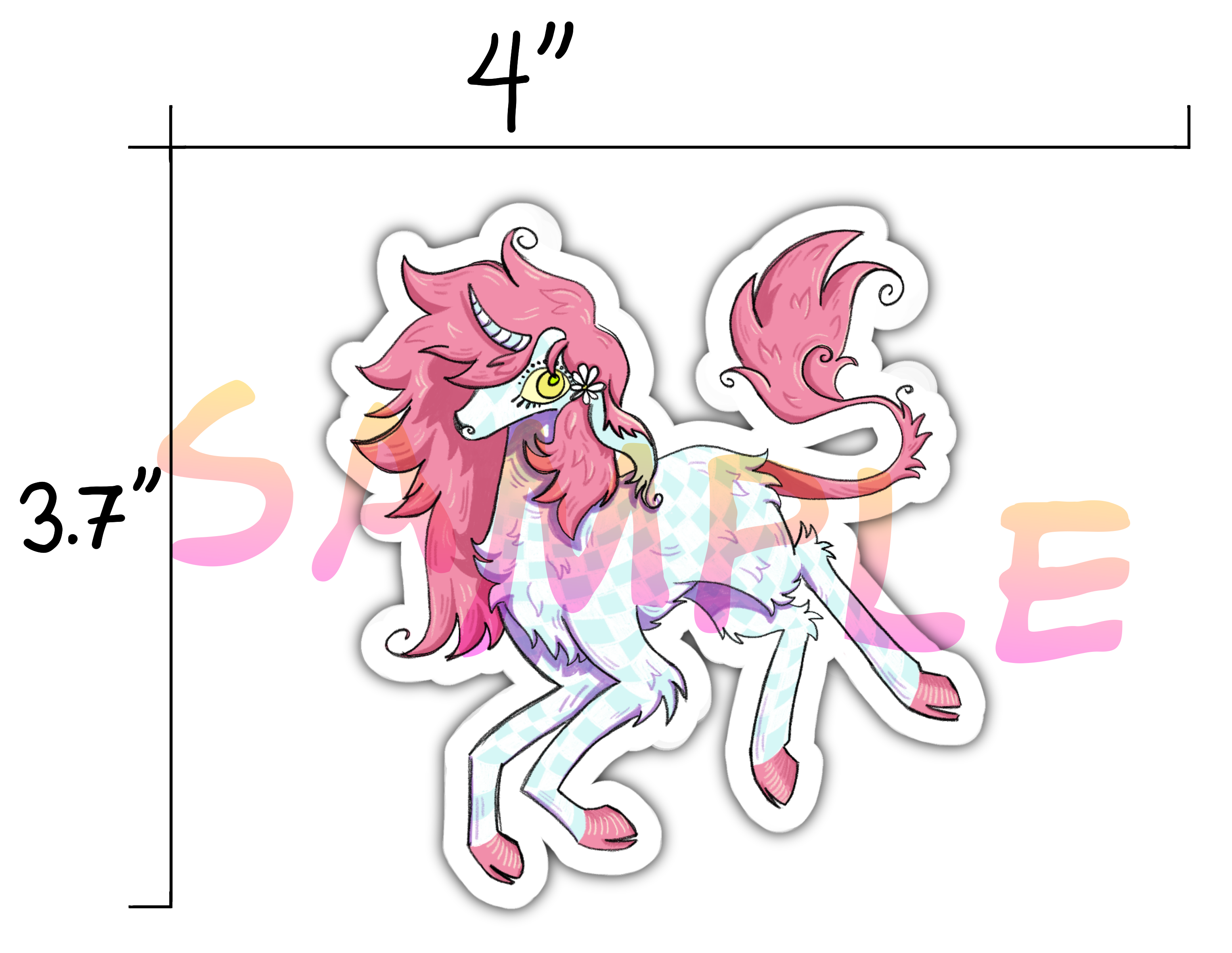 Checkered Unicorn Sticker