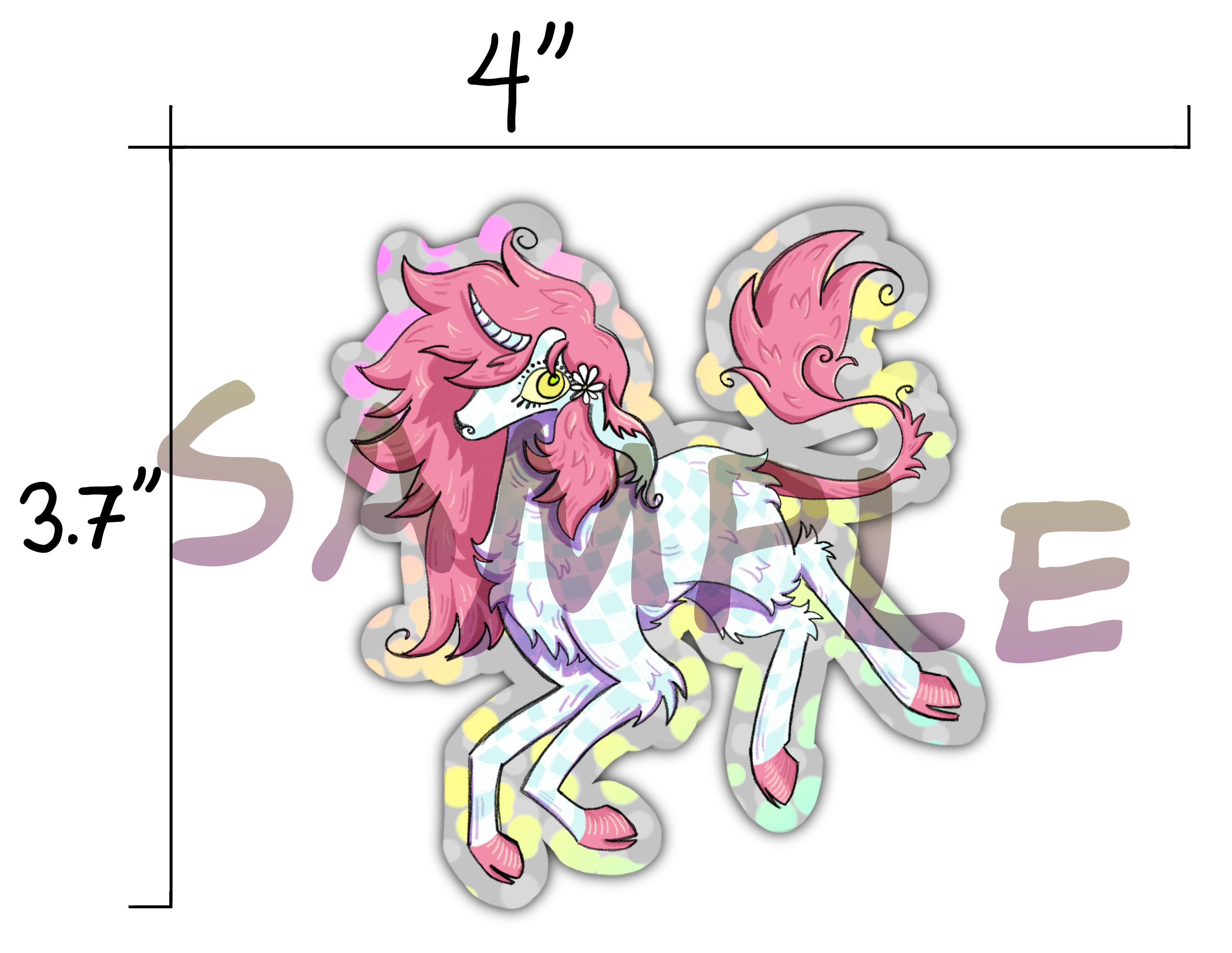 Checkered Unicorn Sticker